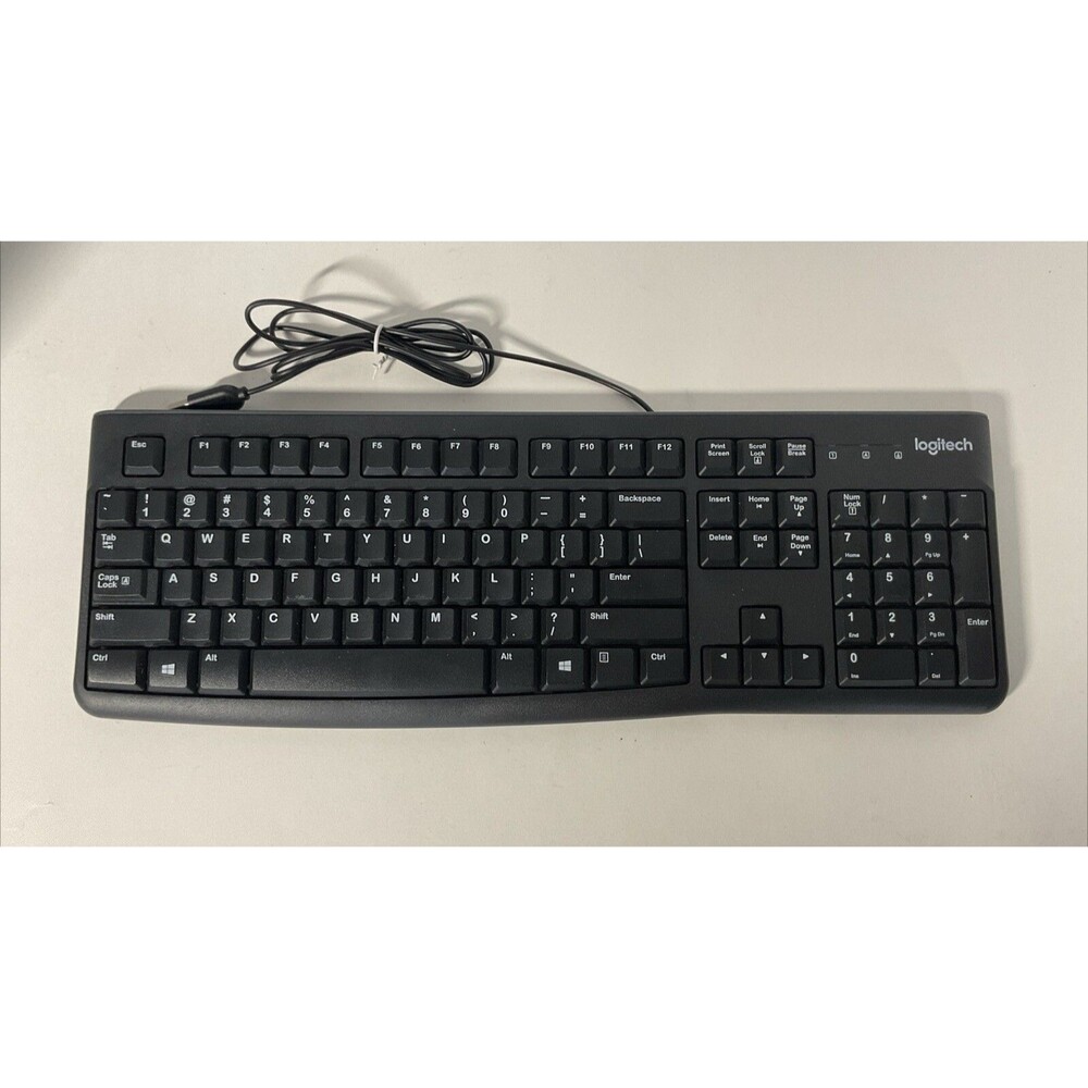 Logitech K120 Ergonomic Desktop USB Wired Keyboard Plug and Play Corded Black